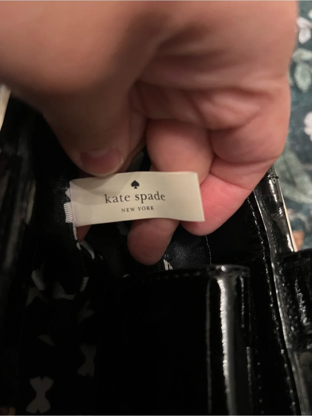 Kate Spade Black and White Striped Patent Leather Tote